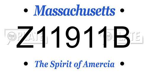 Z11911B Massachusetts License Plate