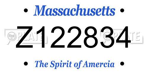 Z122834 Massachusetts License Plate