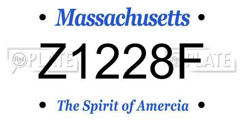 Z1228F Massachusetts License Plate