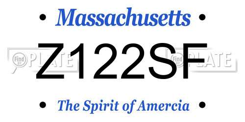 Z122SF Massachusetts License Plate