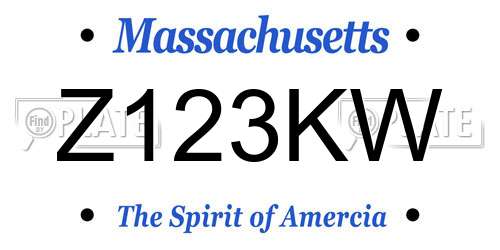 Z123KW Massachusetts License Plate