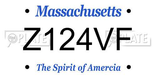 Z124VF Massachusetts License Plate