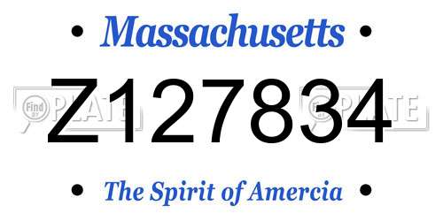 Z127834 Massachusetts License Plate
