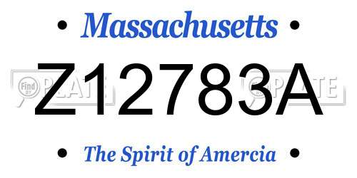 Z12783A Massachusetts License Plate