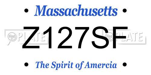 Z127SF Massachusetts License Plate