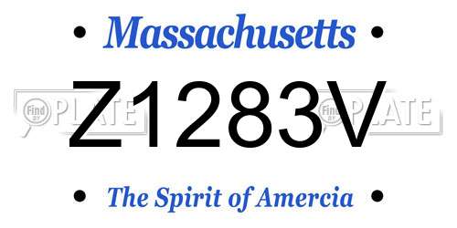 Z1283V Massachusetts License Plate