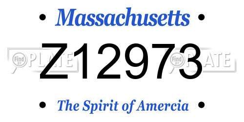 Z12973 Massachusetts License Plate
