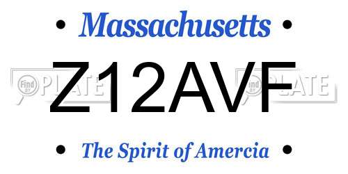Z12AVF Massachusetts License Plate
