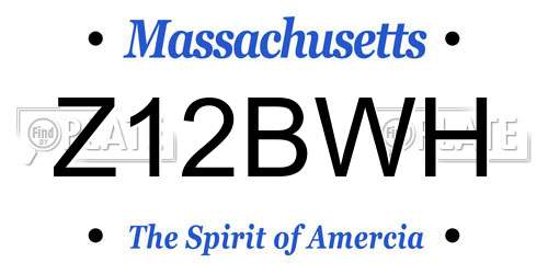 Z12BWH Massachusetts License Plate