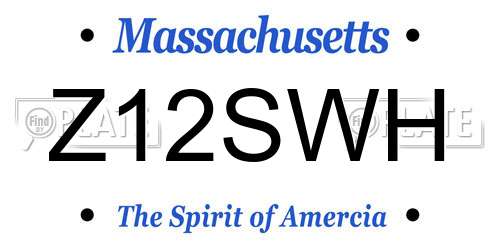 Z12SWH Massachusetts License Plate
