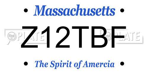 Z12TBF Massachusetts License Plate