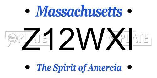 Z12WXI Massachusetts License Plate
