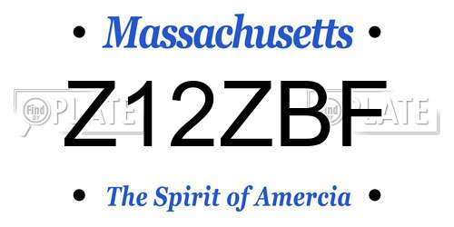 Z12ZBF Massachusetts License Plate