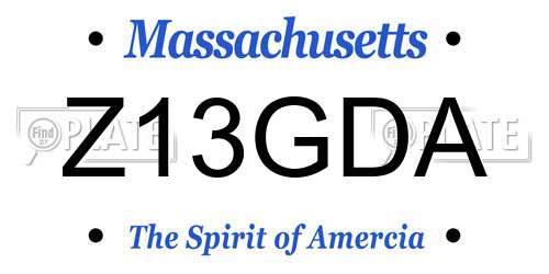 Z13GDA Massachusetts License Plate
