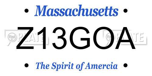 Z13GOA Massachusetts License Plate
