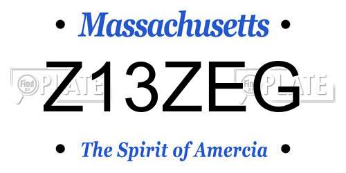 Z13ZEG Massachusetts License Plate