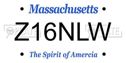 Z16NLW Massachusetts License Plate