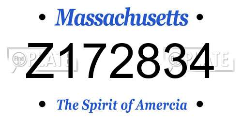 Z172834 Massachusetts License Plate