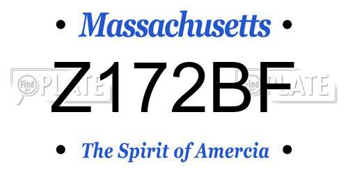 Z172BF Massachusetts License Plate