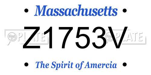 Z1753V Massachusetts License Plate