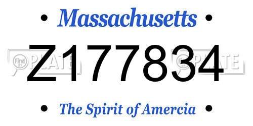 Z177834 Massachusetts License Plate