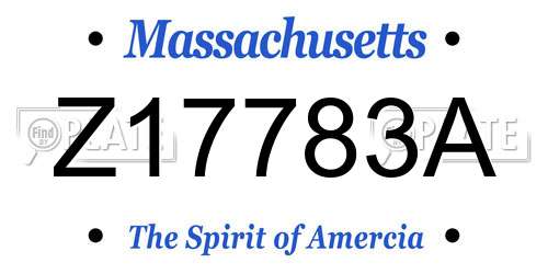 Z17783A Massachusetts License Plate