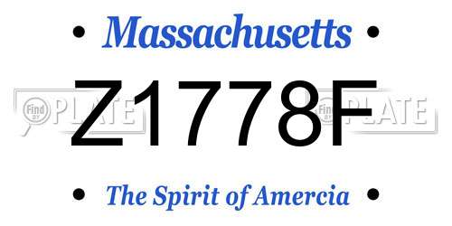 Z1778F Massachusetts License Plate