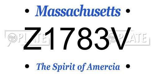 Z1783V Massachusetts License Plate