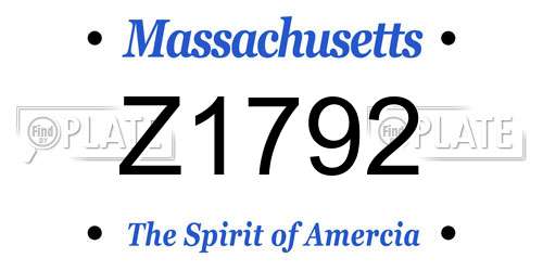 Z1792 Massachusetts License Plate