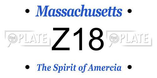 Z18 Massachusetts License Plate
