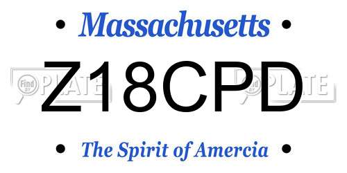 Z18CPD Massachusetts License Plate