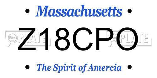 Z18CPO Massachusetts License Plate