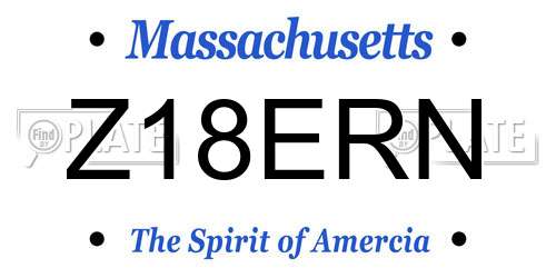Z18ERN Massachusetts License Plate