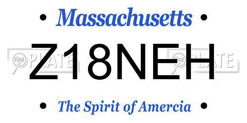 Z18NEH Massachusetts License Plate