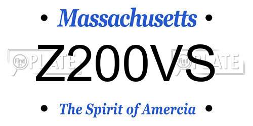 Z200VS Massachusetts License Plate