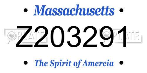 Z203291 Massachusetts License Plate
