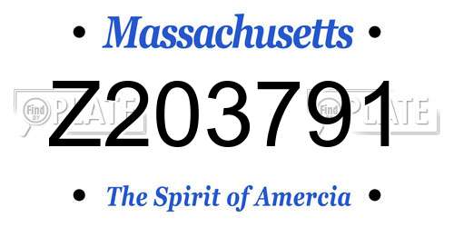 Z203791 Massachusetts License Plate