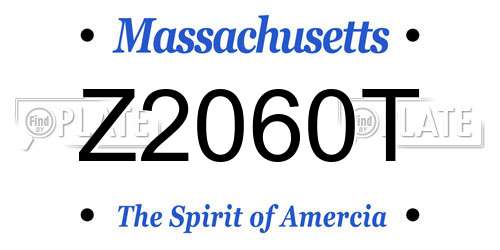 Z2060T Massachusetts License Plate