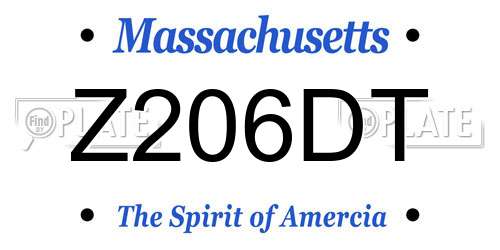 Z206DT Massachusetts License Plate