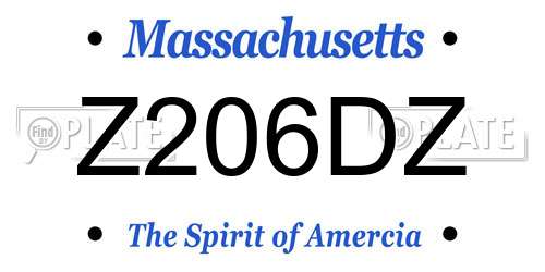 Z206DZ Massachusetts License Plate