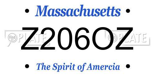 Z206OZ Massachusetts License Plate