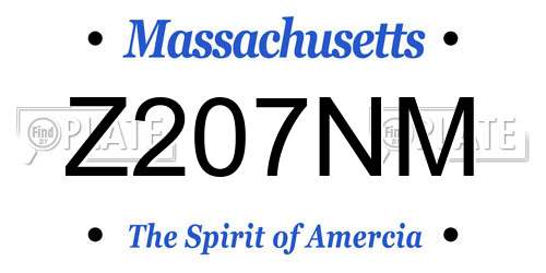 Z207NM Massachusetts License Plate