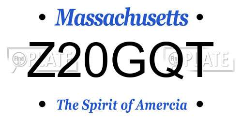 Z20GQT Massachusetts License Plate