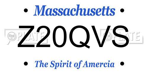 Z20QVS Massachusetts License Plate