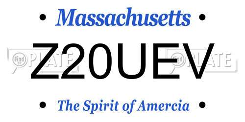 Z20UEV Massachusetts License Plate