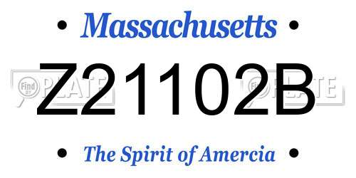 Z21102B Massachusetts License Plate