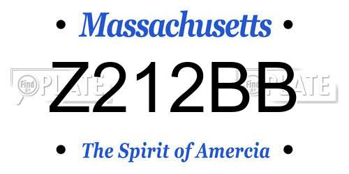 Z212BB Massachusetts License Plate