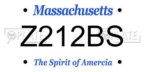 Z212BS Massachusetts License Plate