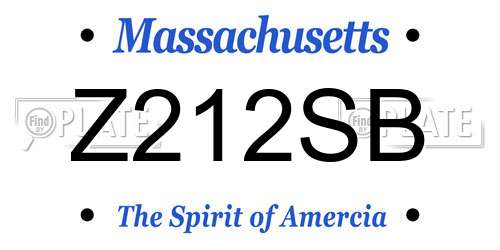 Z212SB Massachusetts License Plate