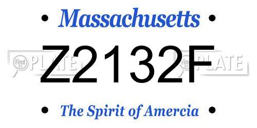 Z2132F Massachusetts License Plate